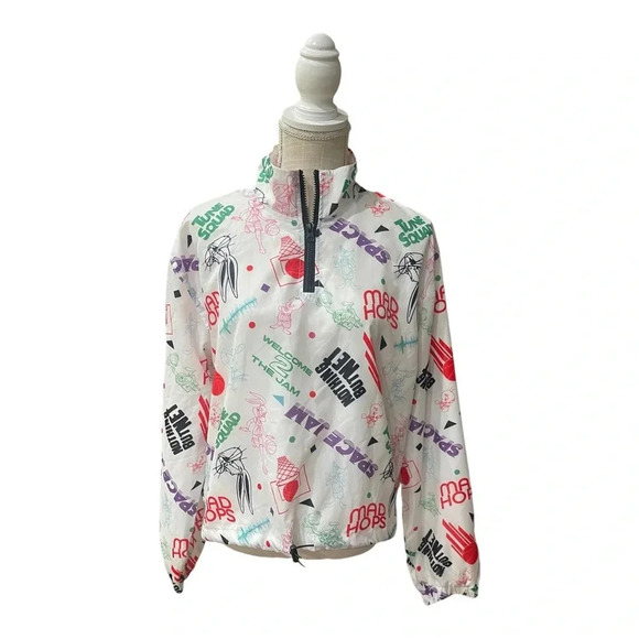 Space Jam: A New Legacy Looney Tunes White 1/4 Zip Collar Windbreaker Size Large - Picture 1 of 11